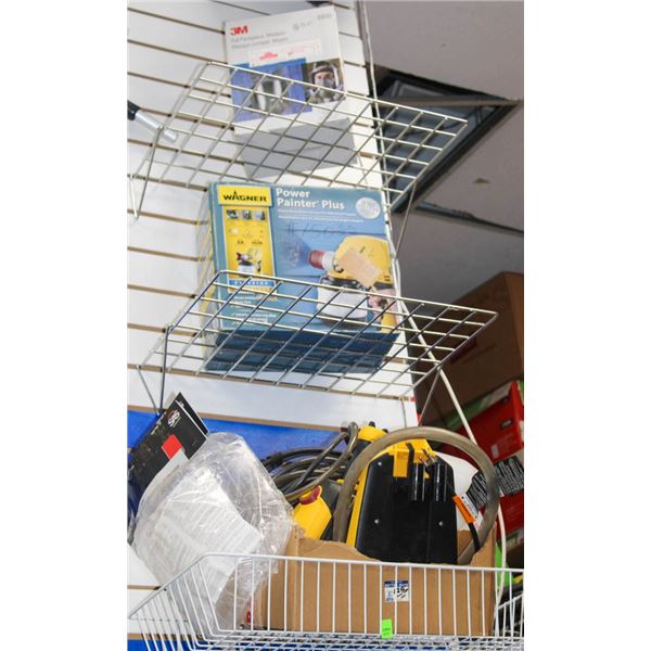 3 RACKS OF PAINTING HARDWARES/ TOOLS & MORE