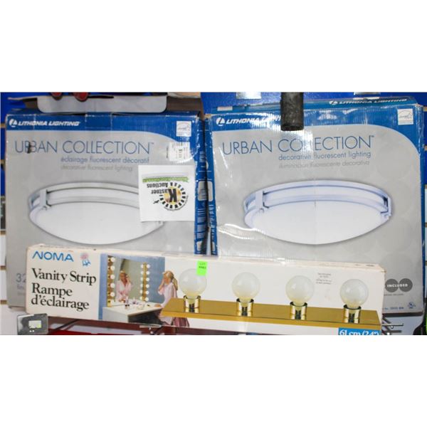 3 BOXES OF NEW INTERIOR LIGHTING FIXTURES