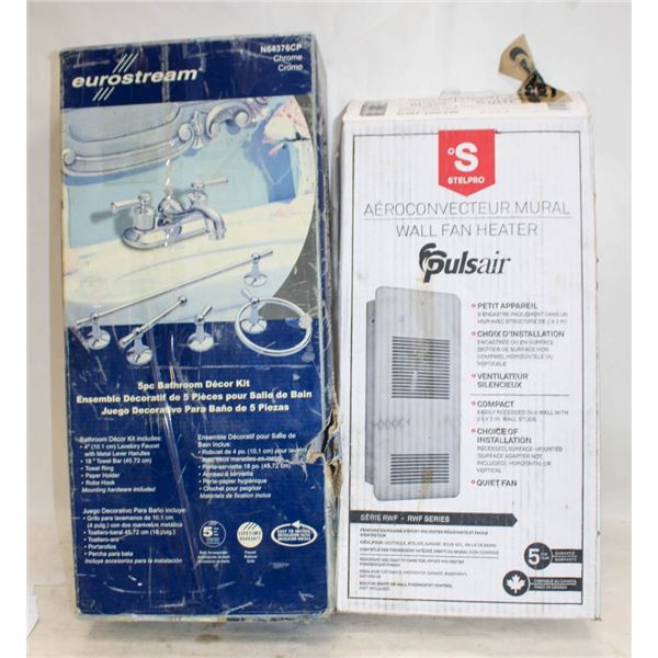 CONTENTS OF WIRE RACK; WALL FAN HEATER & 5PC