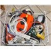 Image 1 : WIRE RACK FULL OF ELECTRICAL CORDS & MORE