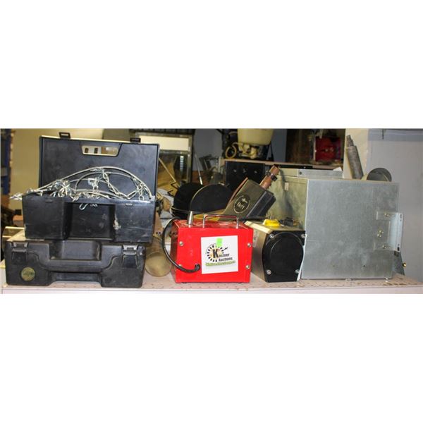 CONTENTS OF SHELF; TIRE CHAINS/ BALLOON INFLATOR &