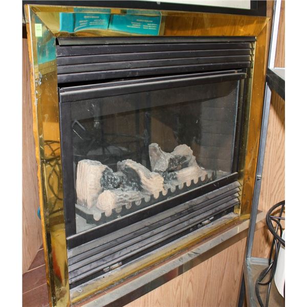 FIRE PLACE INSERT W/ BRASS TRIM