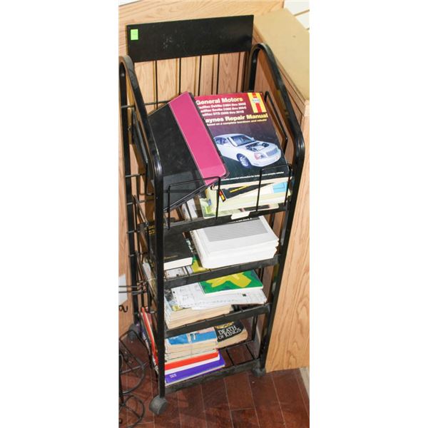 4 TEIR MAGAZINE STAND W/ CONTENTS