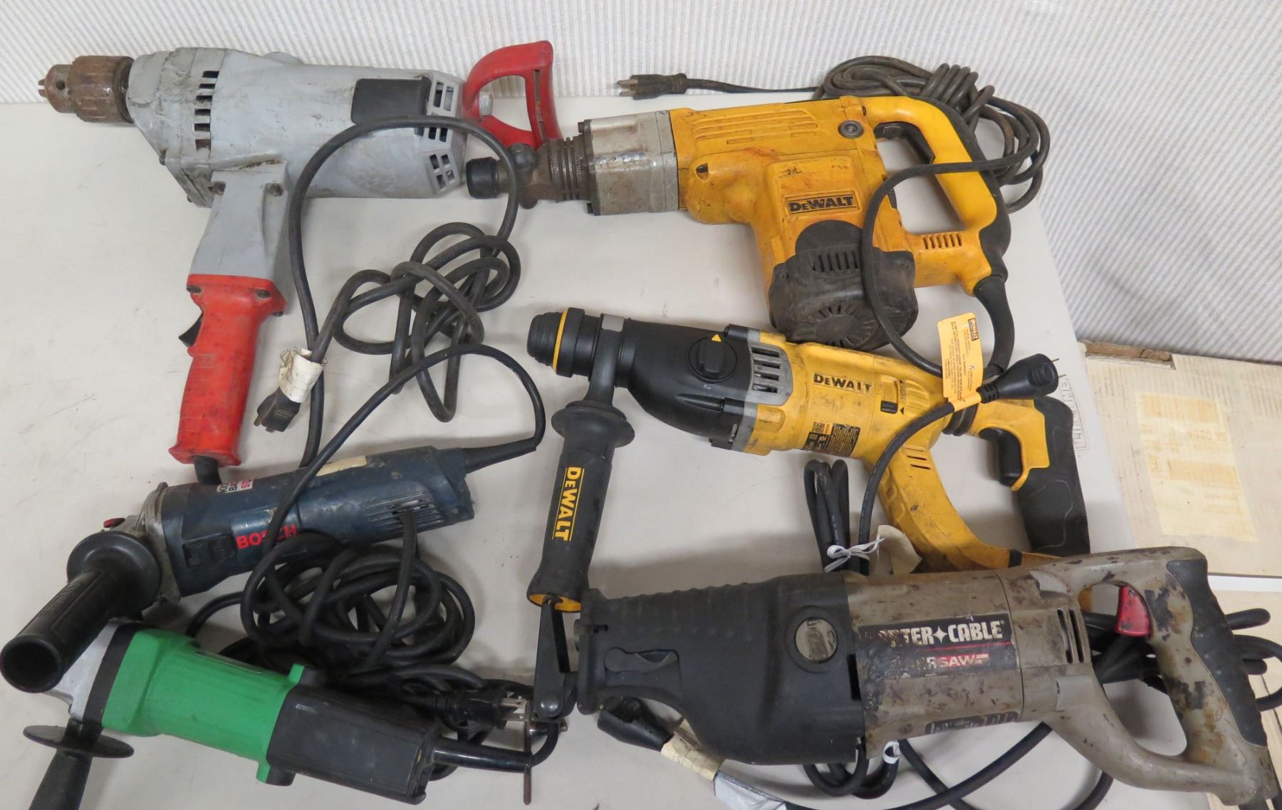 Multiple Used Power Tools: DeWalt Drivers, Hitachi, Porter Cable Saw, etc