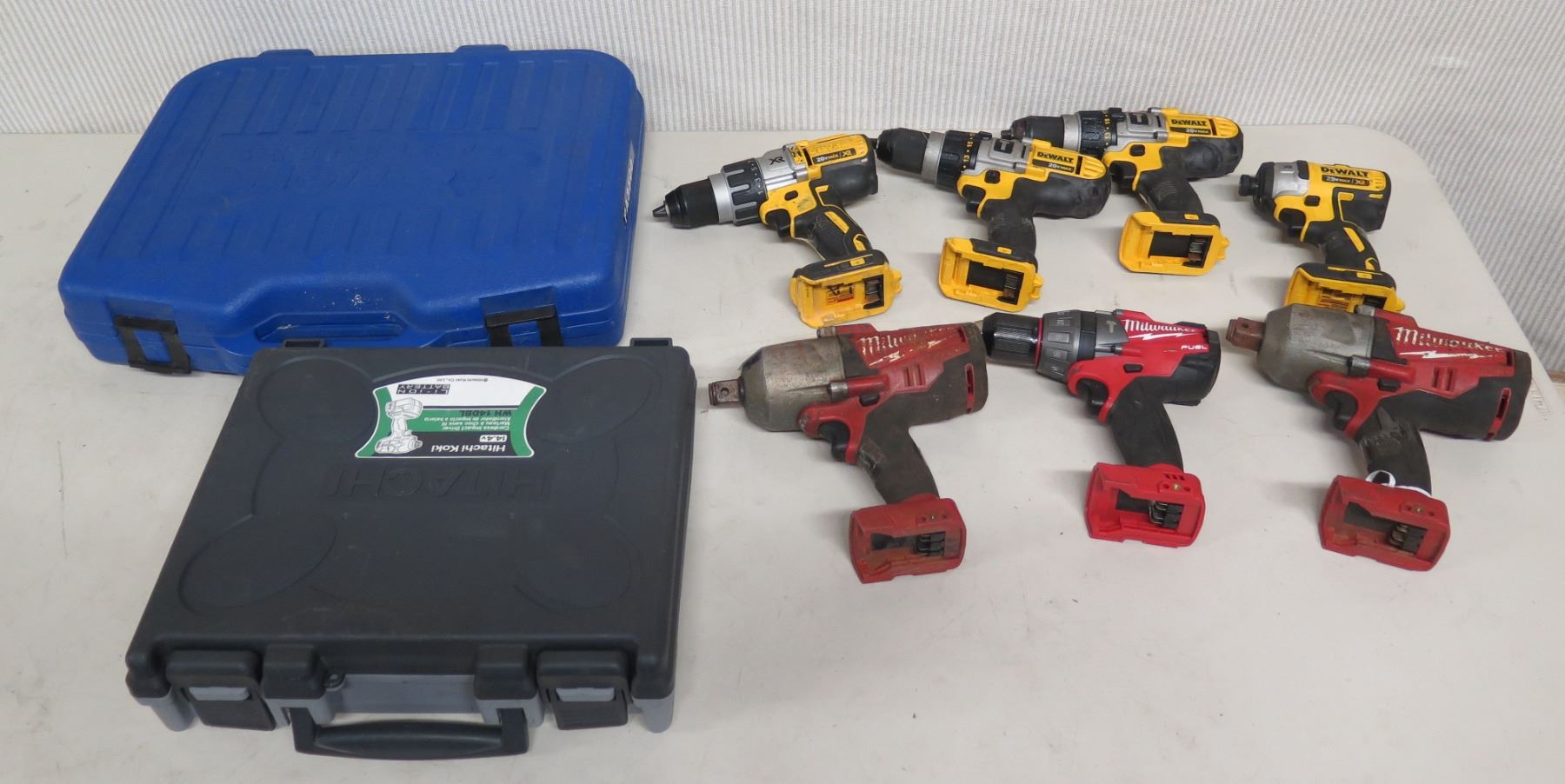 Multiple Used Power Tools & 2 Cases: DeWalt & Milwaukee Drivers, Powder ...
