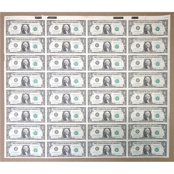F.R.N.,  Uncut Sheet of $1, Series of 1981