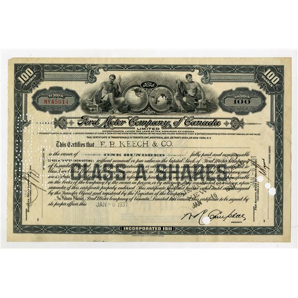Ford Motor Co. of Canada, 1931, I/C Stock Certificate