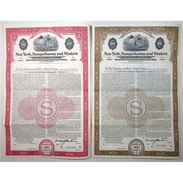 New York, Susquehanna and Western Railroad Co., 1953, Specimen Bond Pair.