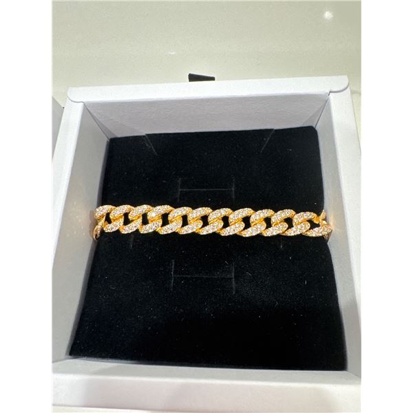 New 18K gold plated 10mm iced out Cuban link bracelet 7 inches long