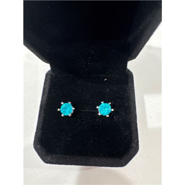 New sterling silver 1CT lab created Parabia stud earrings Mounted in 925 sterling silver with white