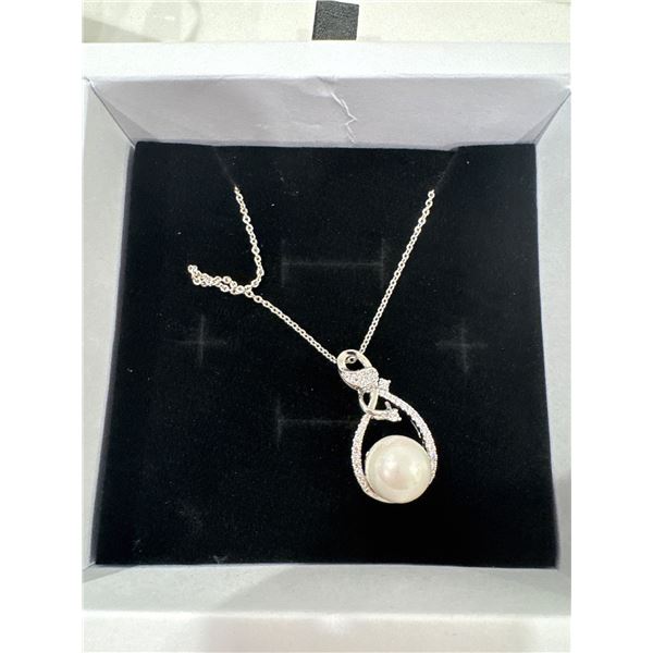 New platinum plated 11MM cultural pearl necklace adjustable 16 inch to 18 inch long