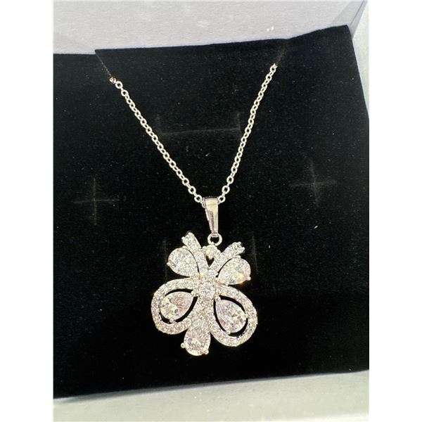 New platinum plated 5CT haircut butterfly necklace adjustable chain 16 inch to 18.5 inches long