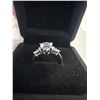 Image 2 : New Sterling Silver 2ct lab created white sapphire Trinity ring with pear sidestones size 7