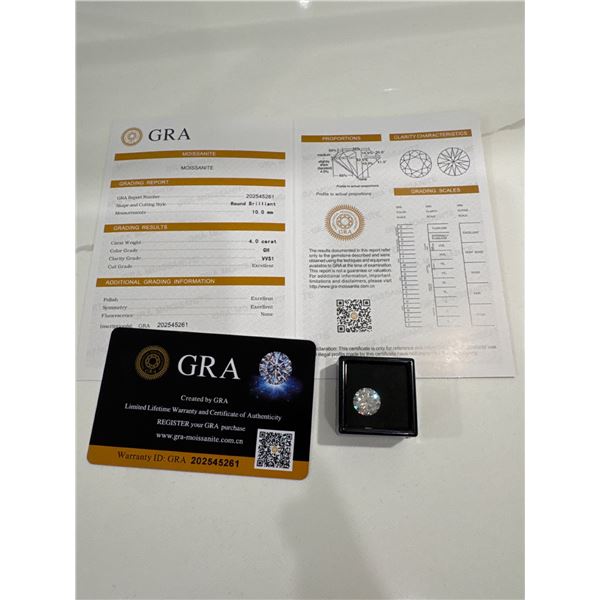 New 4Ct moissanite lab diamond brilliant cut GH VVS 1