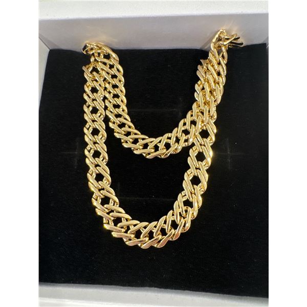 New 14K Gold plated 8MM double Cuban link necklace 23.5 inches long