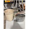 Image 1 : Crock jar, and tin basket