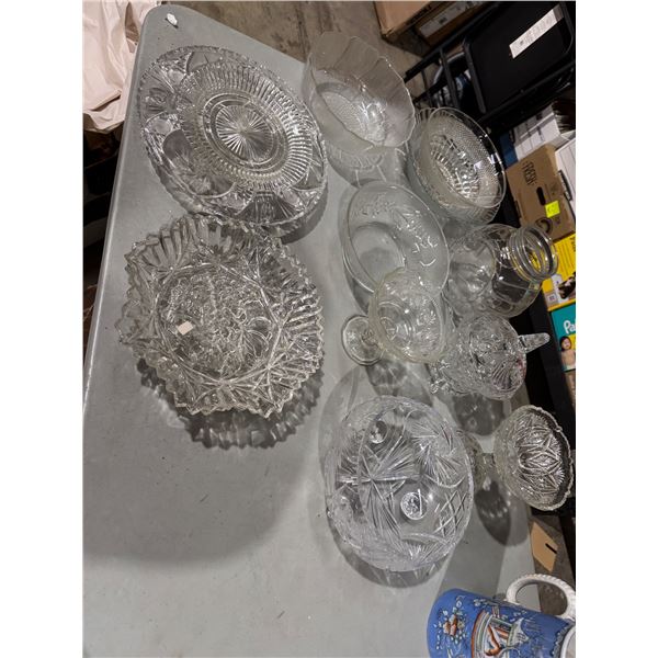 Serving bowls, crystal dishes, etc.