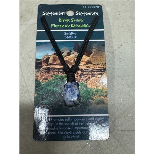 September birthstone necklace sodalite