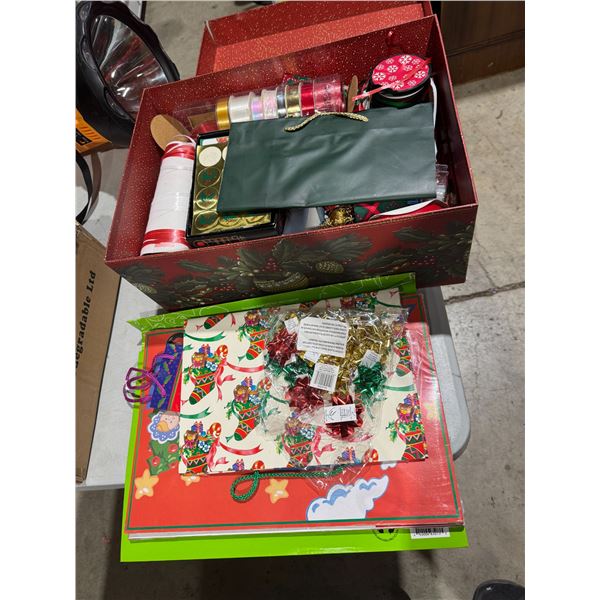 Christmas ribbon, wrap, stickers, etc.