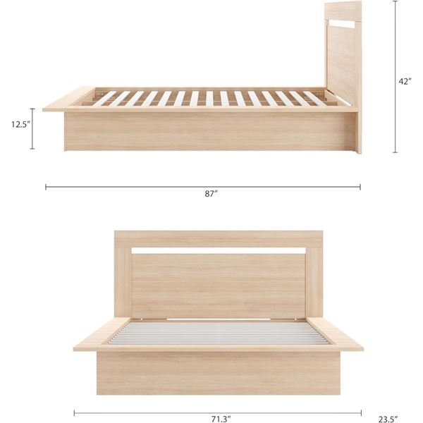 Nexera James Queen platform bed with headboard  co sign or says there is a scratch on back of(wall s