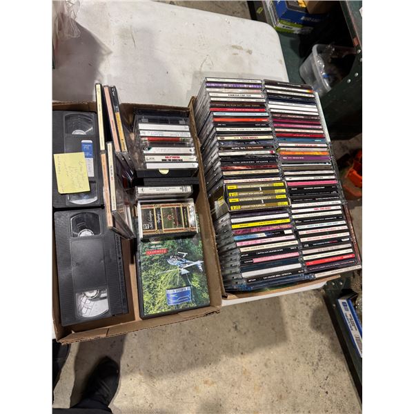 CDs, cassettes, and VHS tapes
