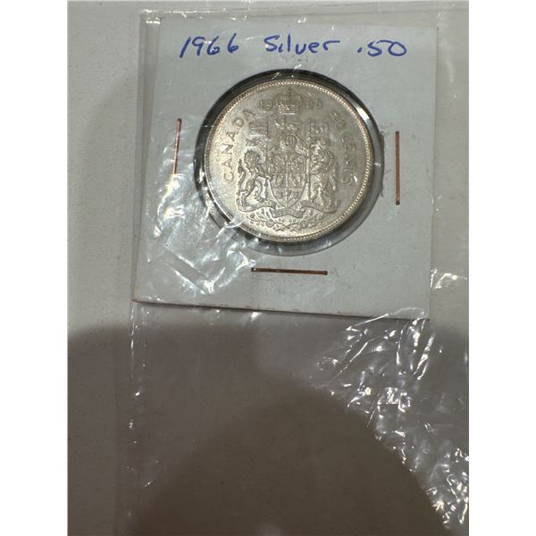 1966 silver $0.50 piece
