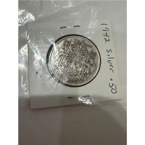 1942 silver $0.50 piece