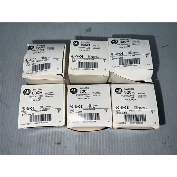 Lot of (6) Allen-Bradley #800H-AR1 Push Button Units