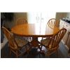 Image 1 : **Oak Dining Table w/Leaf & Four Chairs: Table Measurements: 60" x 30" x 42" (With Leaf)  / 42"x 30"