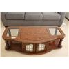 Image 1 : **Coffee Table Wood & Glass Top w/Doored Storage Area - 54" x 26" x 15