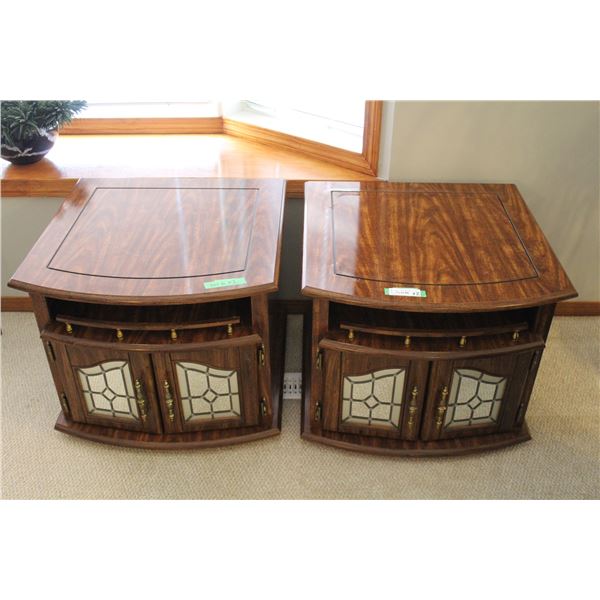 **(2) End Tables w/Doored Storage - 24" x 24" x 20" - Some Wear on top As Pictured