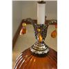 Image 5 : **(2) Vintage Amber Glass Style End Table Lamps - Works - 34" x 17"