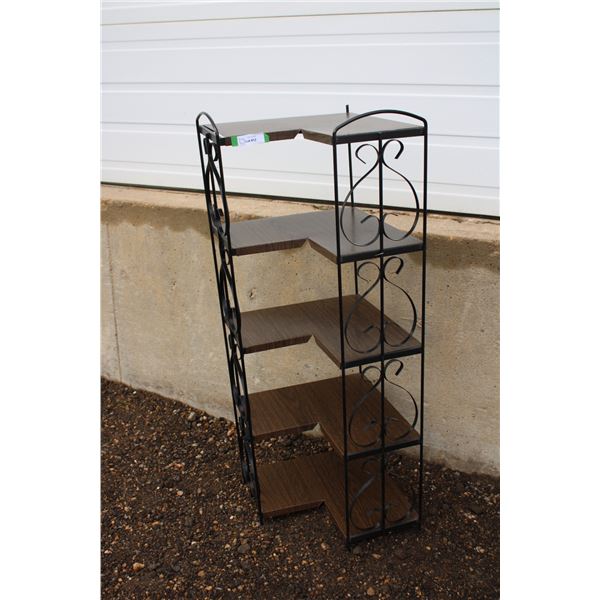 **Five Tiered Metal Shelving Corner Unit - 48"Tall  x 9" Deep