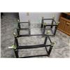 Image 1 : **Glass & Metal Coffee & (2) End Tables Set: 45" x 22" x 18" Coffee Table, 22" x 20" & 22" x 15" End