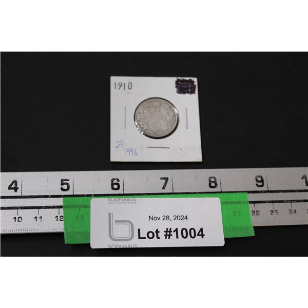 Canadian Twenty Five Cent Coin - 1910