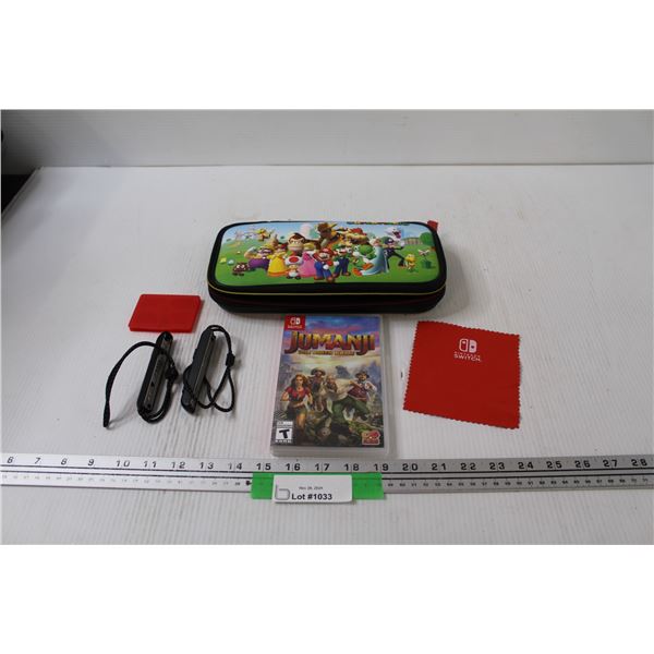 Nintendo Switch Lot: Mario Carrying Case, Jumanji Video Game, Single Control Wrist Straps, Game Case
