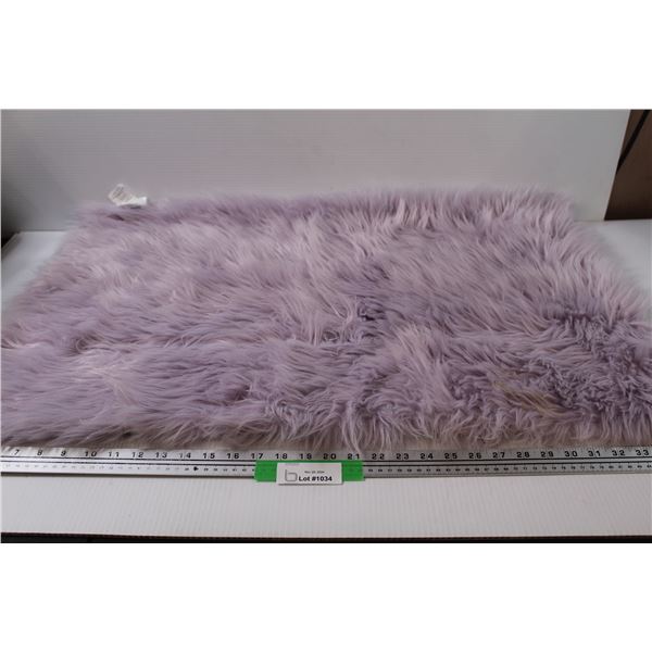 Purple Faux Fur Rug - Some Staining, as Pictured - 23" x 34"