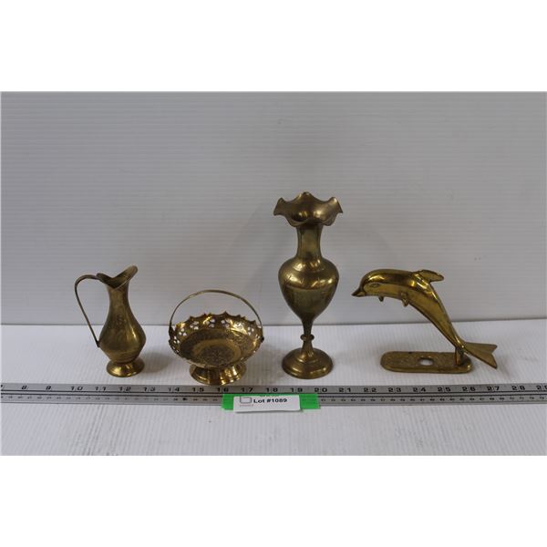 (4) Brass Figurines & Vases - Assorted Sizes