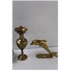 Image 3 : (4) Brass Figurines & Vases - Assorted Sizes