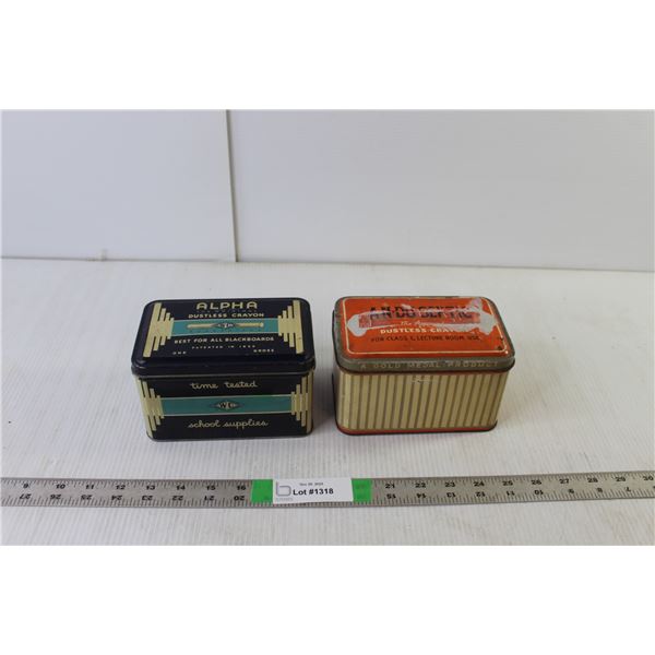 (2) Vintage Dustless Crayon Tins