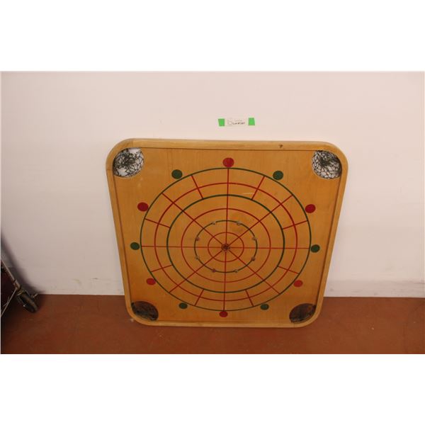 *Chess/Crokinole Board 28.5" Diameter, As Is