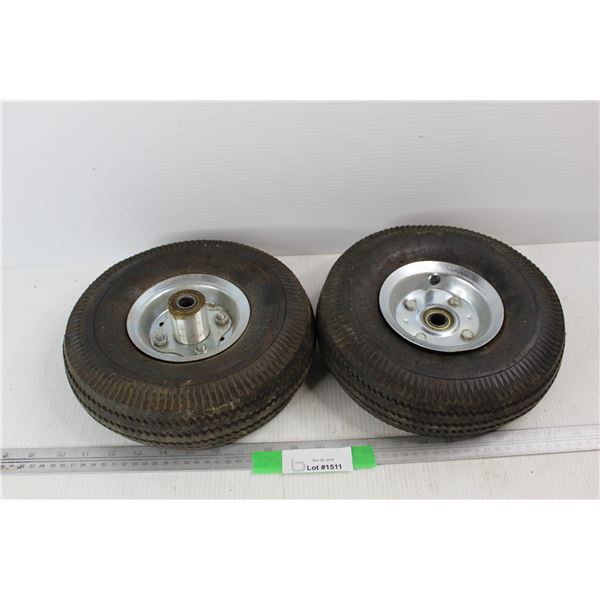 (2) 4.10/ 3.50- 4 Small Industrial Tires- Both Hold Air