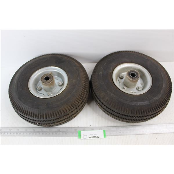 (2) 4.10/ 3.50- 4 Small Industrial Tires- Both Hold Air