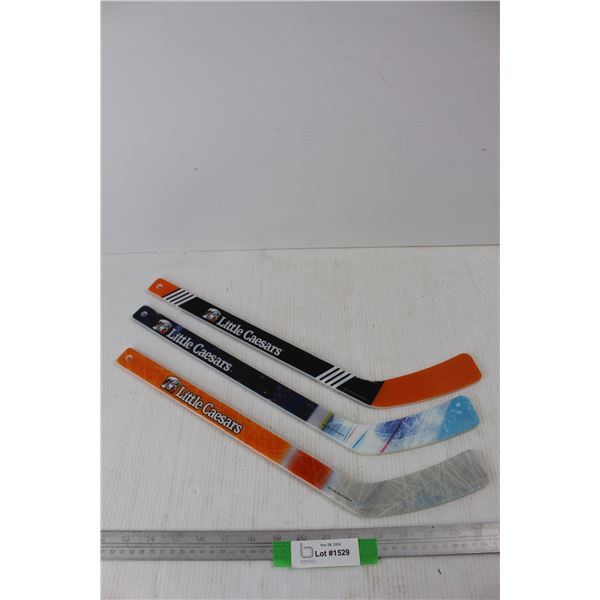 (3) Little Caeser's Mini Hockey Sticks