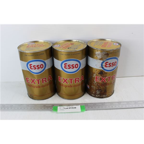 (3) Esso 10w30 1 Quart Motor Oil Cans- All Full