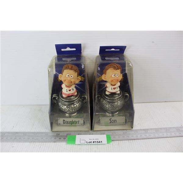 (2) Worlds Daughter And Son Ornaments- Both NIB