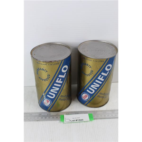 (2) 1 Quart Esso Uniflo Multigarde Motor Oil- Both Cans Full