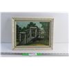 Image 1 : Framed Wooden Bridge Painting 14'' x 11''