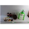 Image 1 : Block Ice Shaver, Ceramic Wall Fruit Decor, Nut & Pet Bowls and Chinese Porcelain Dolls