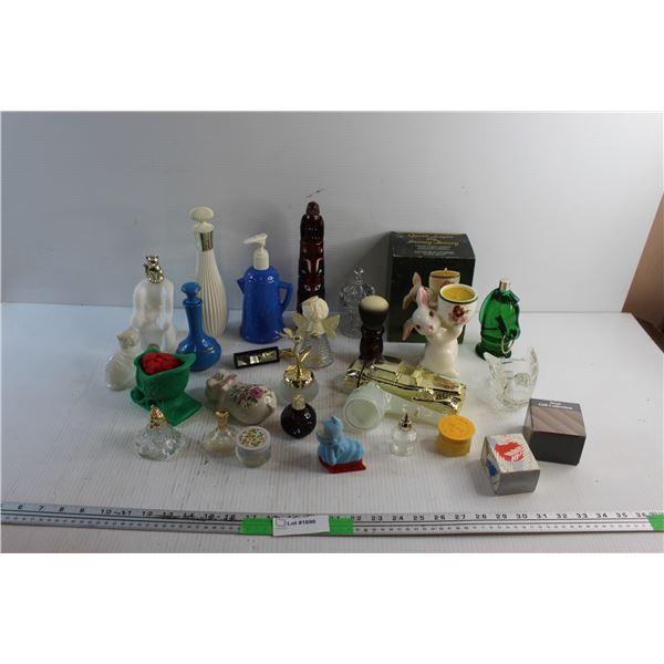 Ceramic Candle Holder and Perfume Bottles